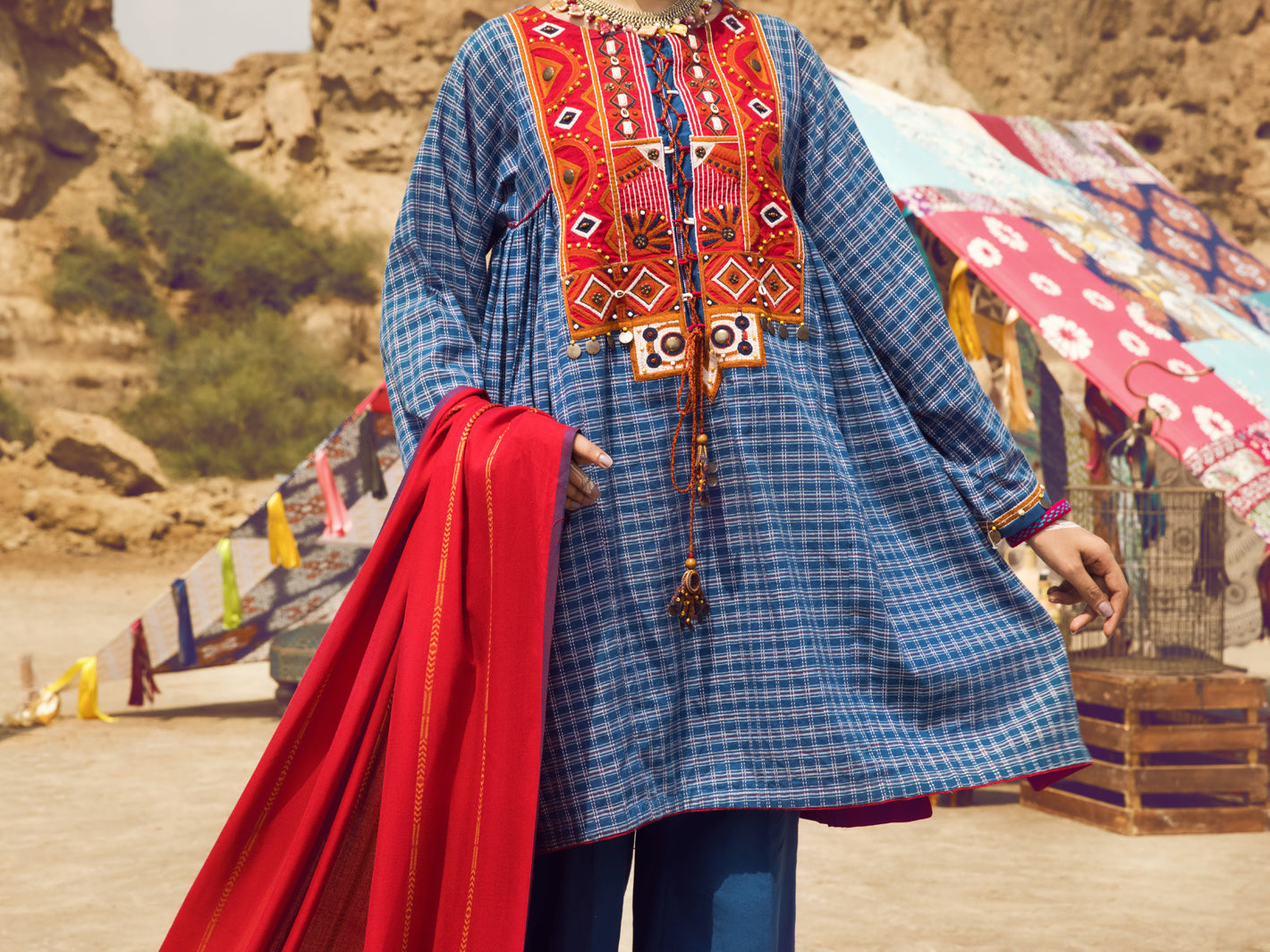 Blue Yarn-Dyed 3Pc Stitched - AWP-3PS-311