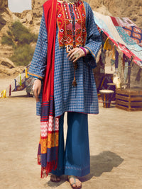 Blue Yarn-Dyed 3Pc Stitched - AWP-3PS-311