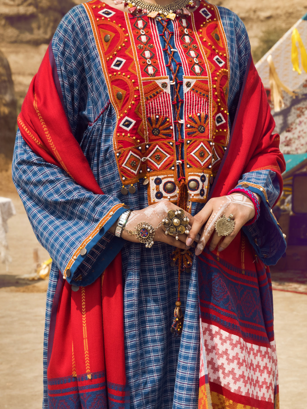 Blue Yarn-Dyed 3Pc Stitched - AWP-3PS-311