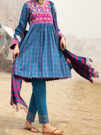 Blue Yarn-Dyed 3Pc Unstitched - AWP-3PS-314