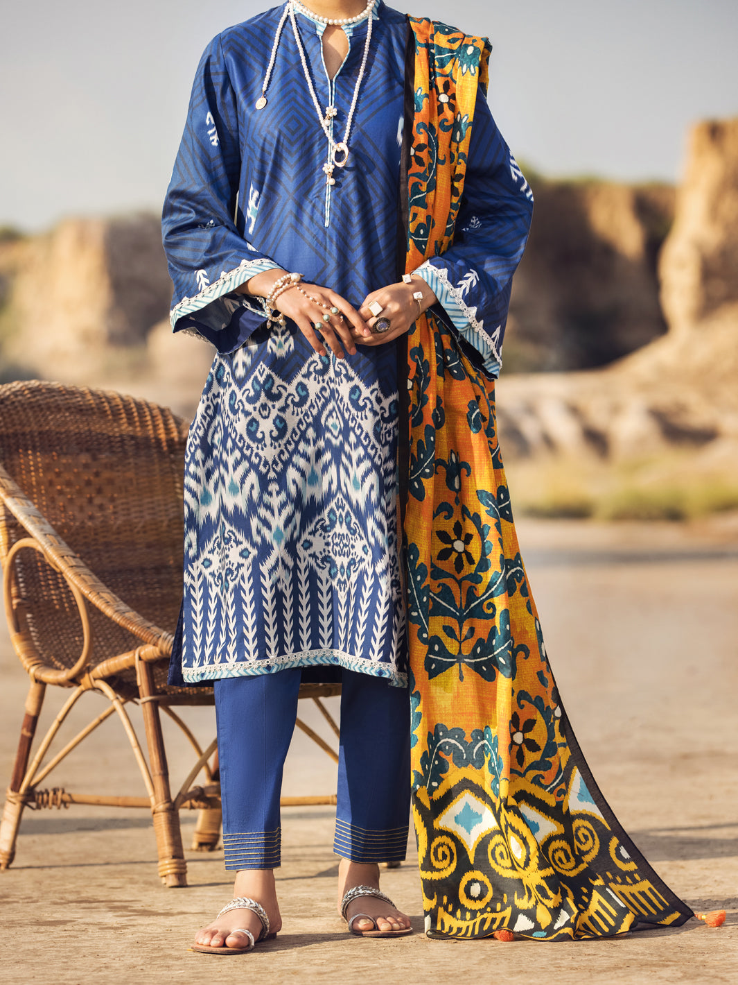 Blue Cambric 3 Piece Stitched - AWP-3PS-324