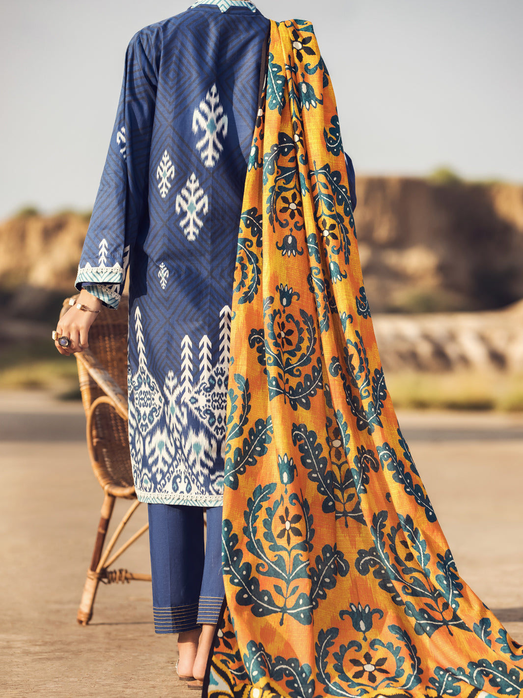 Blue Cambric 3 Piece Stitched - AWP-3PS-324