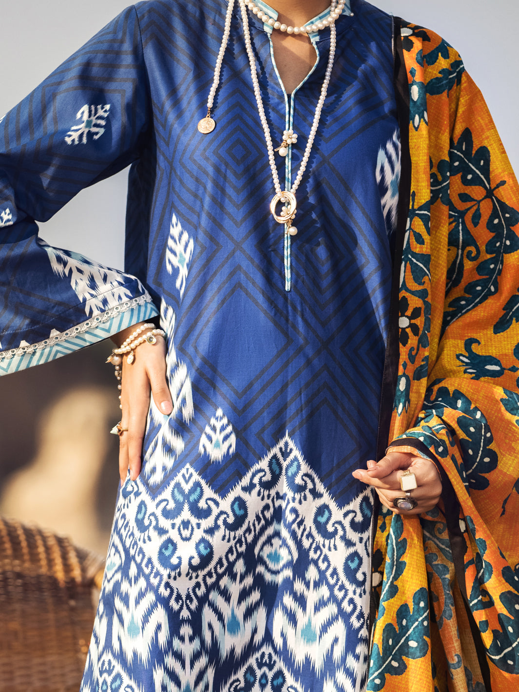 Blue Cambric 3 Piece Stitched - AWP-3PS-324
