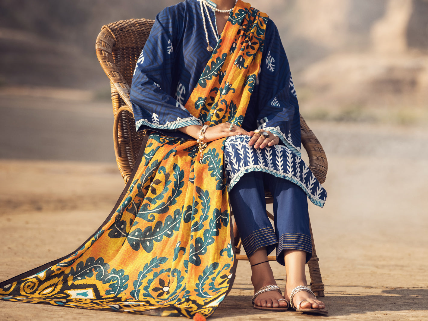 Blue Cambric 3 Piece Stitched - AWP-3PS-324