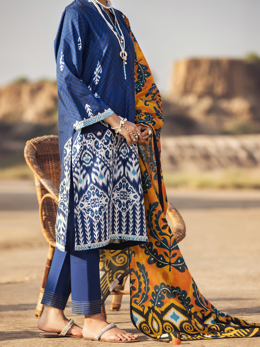 Blue Cambric 3 Piece Stitched - AWP-3PS-324