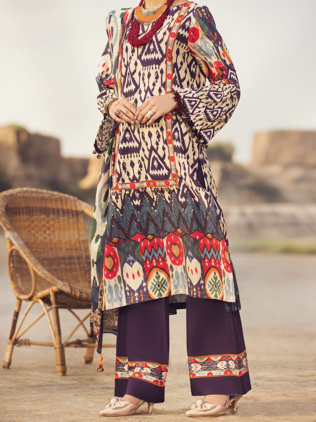 Purple Cambric 3Pc Unstitched - AWP-3PS-325