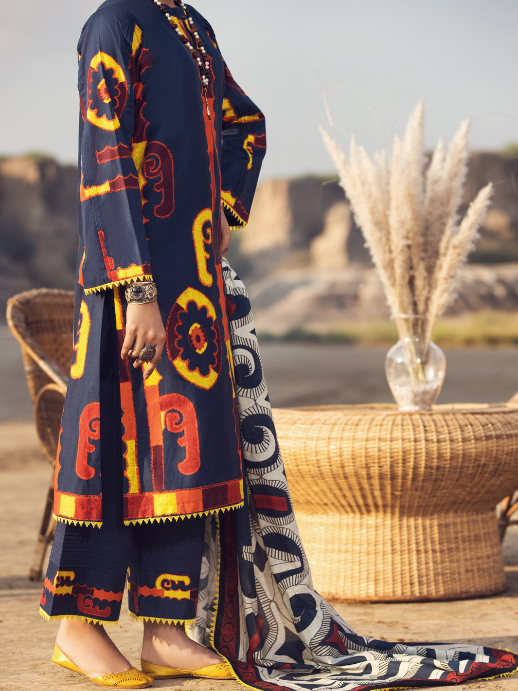 Navy Blue Cambric 3Pc Stitched - AWP-3PS-327