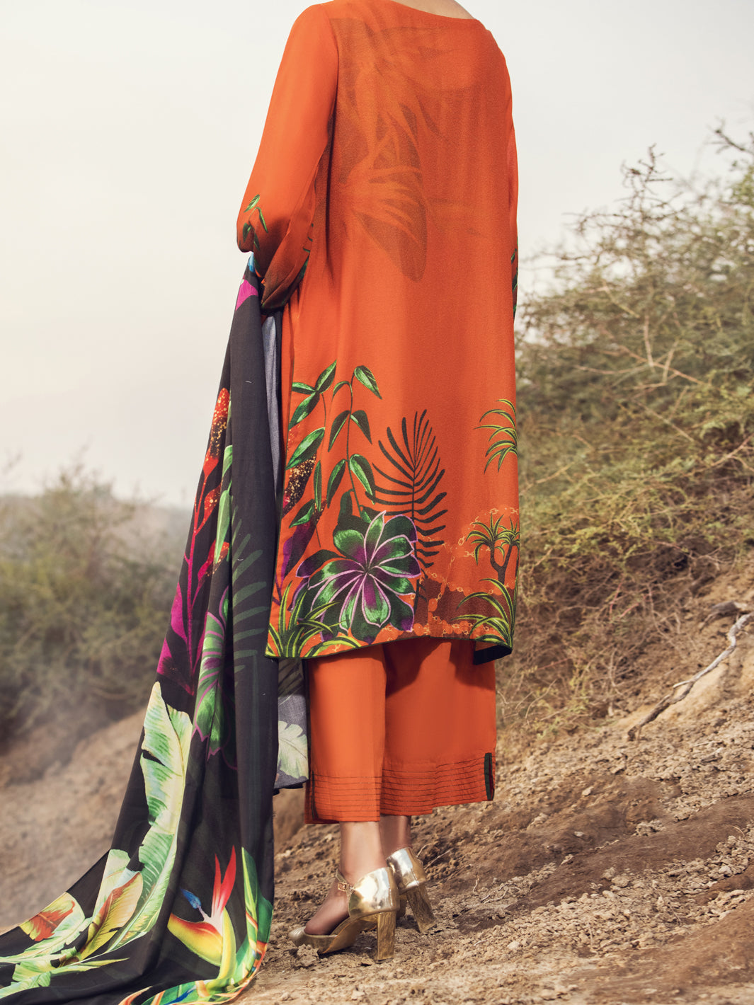 Orange Karandi 3Pc Stitched - AWP-3PS-346