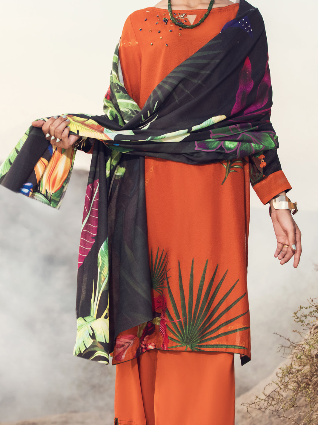 Orange Karandi 3Pc Stitched - AWP-3PS-346