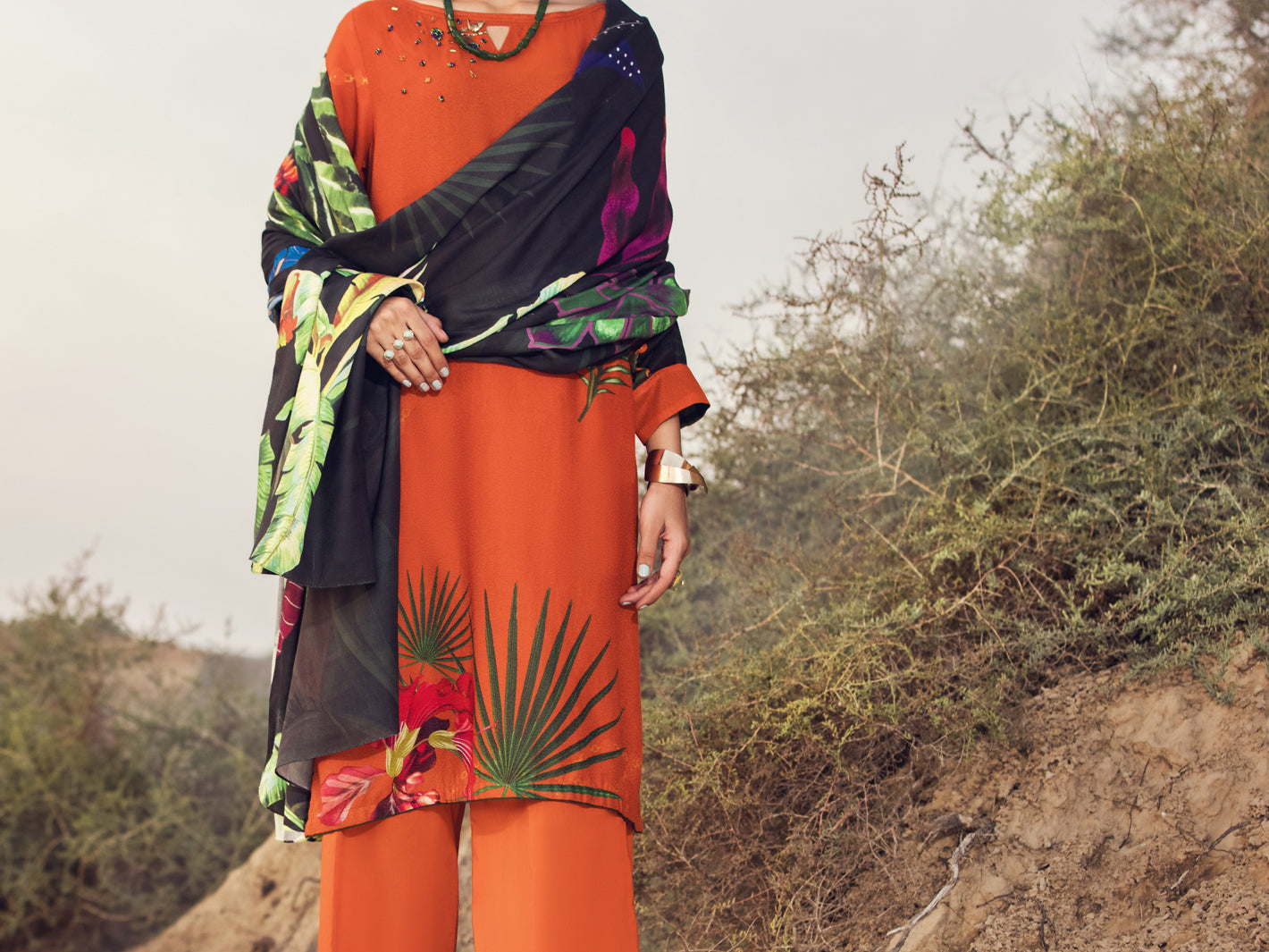 Orange Karandi 3Pc Stitched - AWP-3PS-346