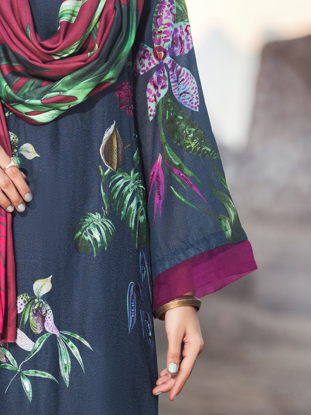 Navy Blue Karandi 3 Piece Stitched - AWP-3PS-345