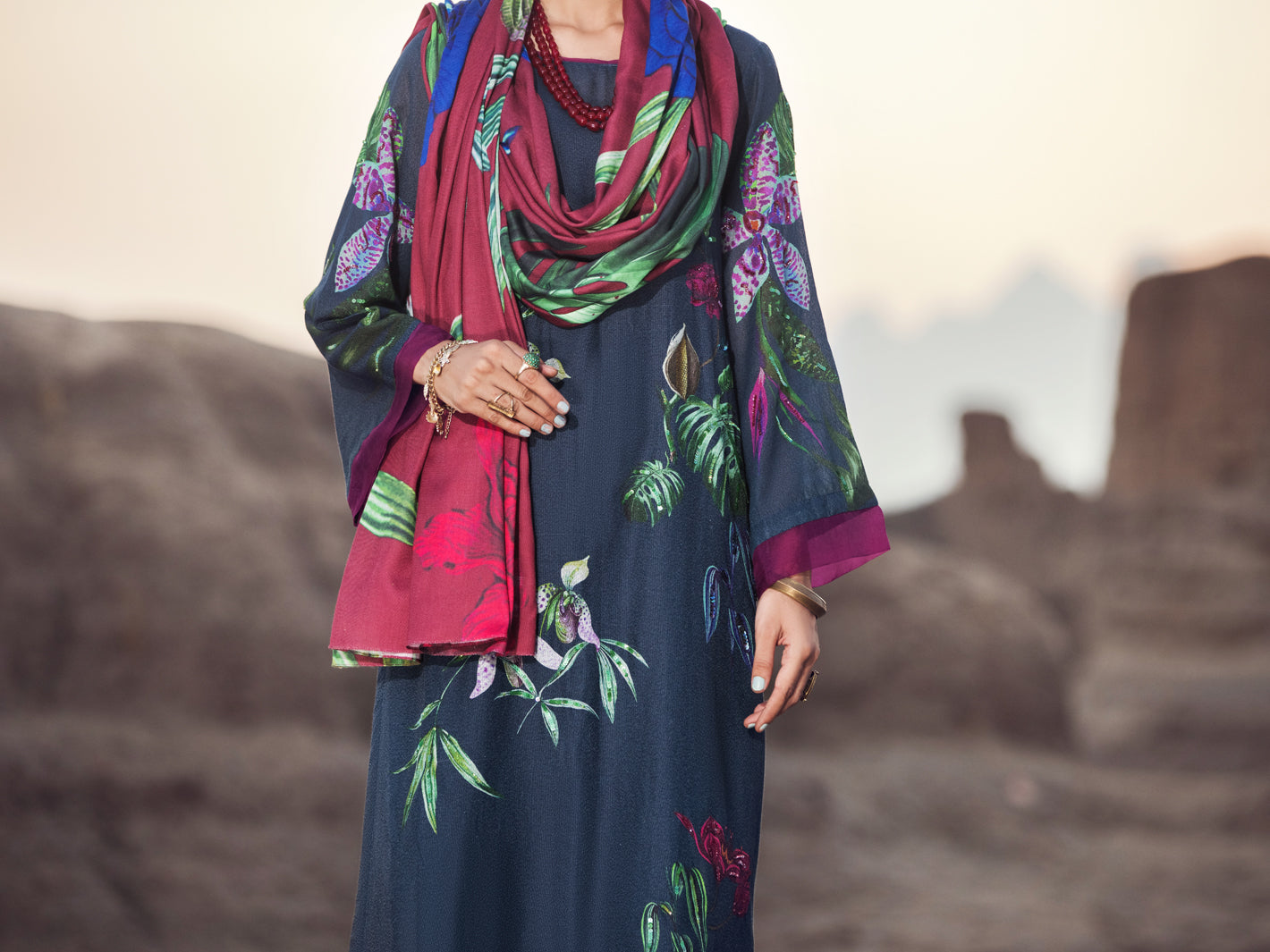 Navy Blue Karandi 3Pc Stitched - AWP-3PS-345