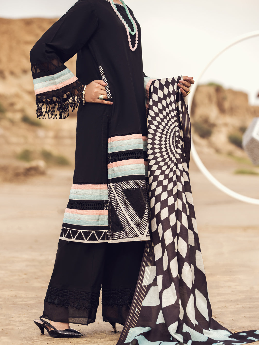 Black Karandi 3 Piece Stitched - AWP-3PS-356