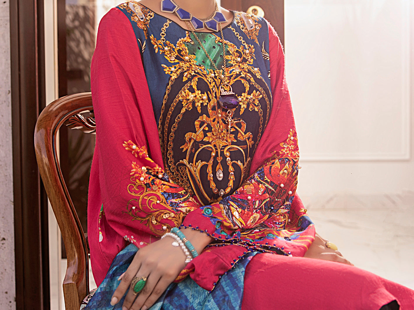 Pink Raw Silk 3 Piece Stitched - AWP-3PS-361