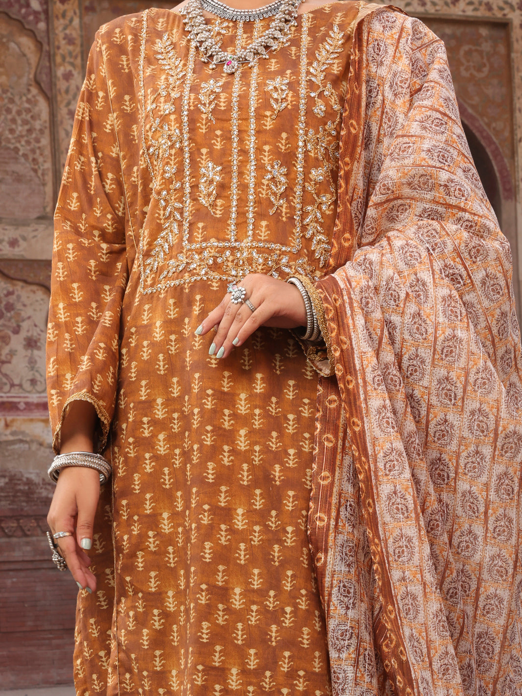 Brown Cambric Stitched 3Pc - AWP-3PS-502