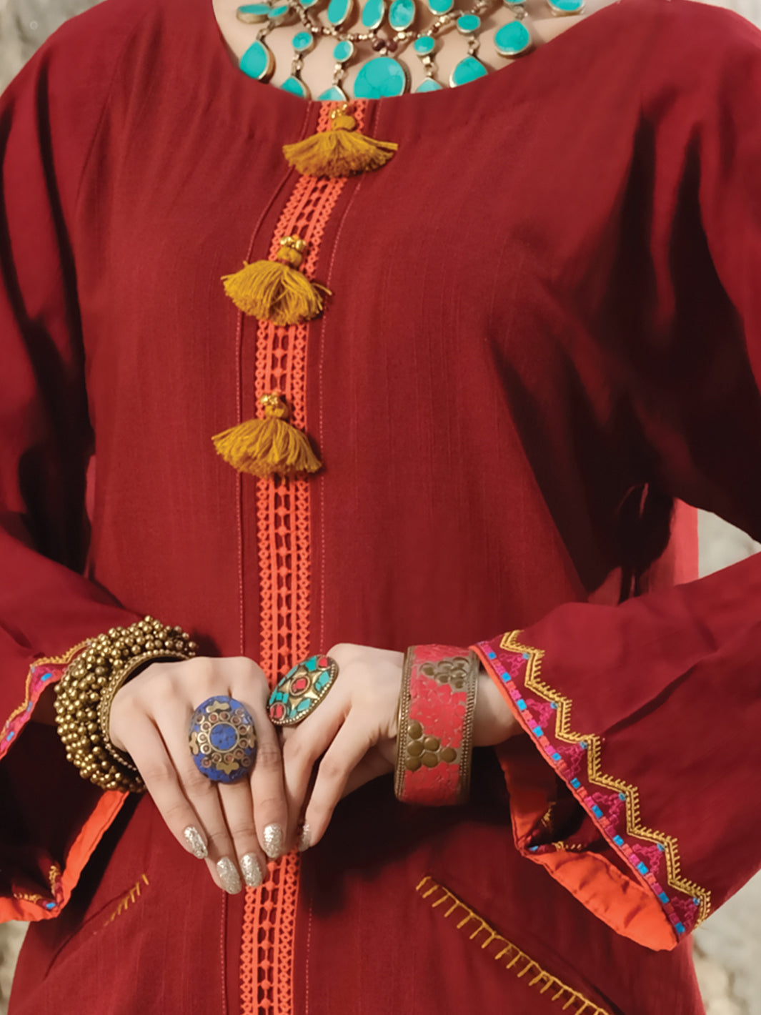Maroon Khaddar Tunic - LK-236