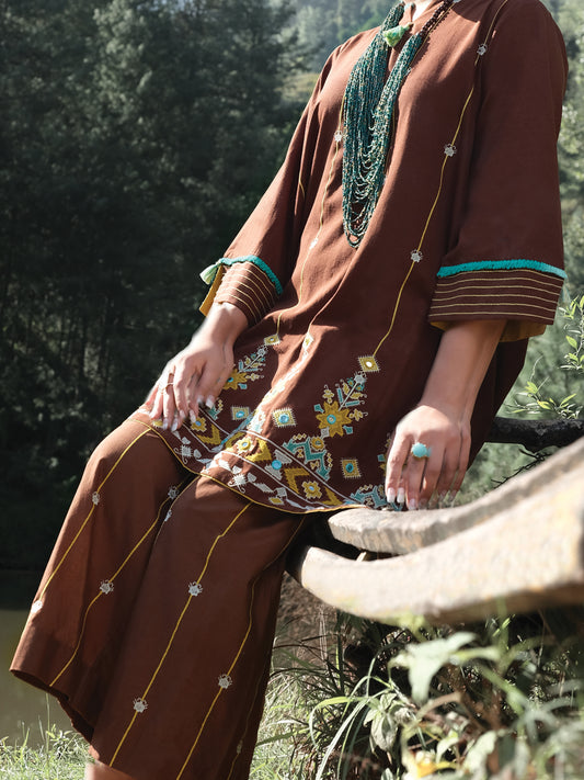 Brown Karandi Tunic - AWP-LK-287