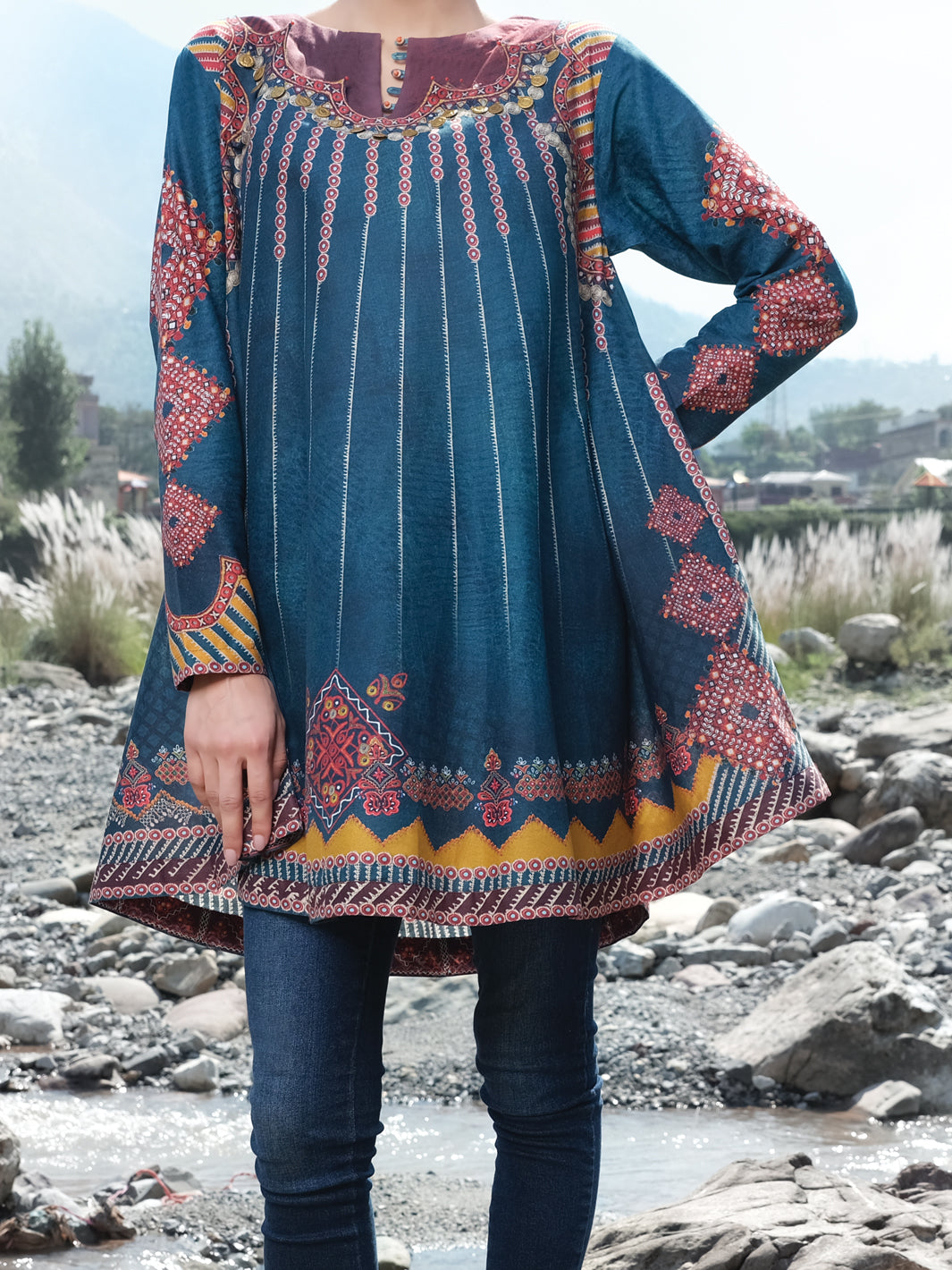 Teal Cambric Tunic - AWP-LK-302