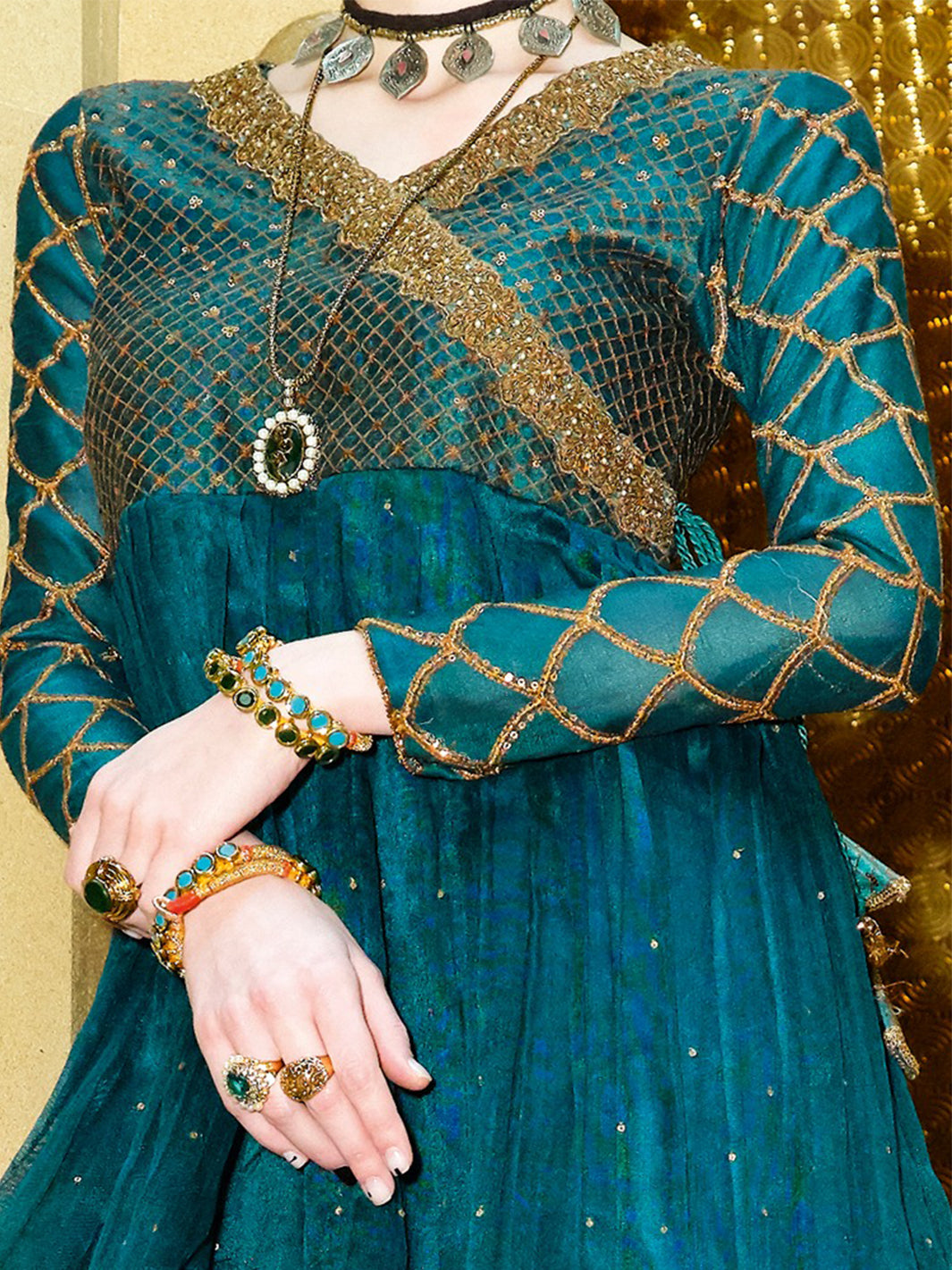 Turquoise Viscose 2Pc Stitched - LKS-644