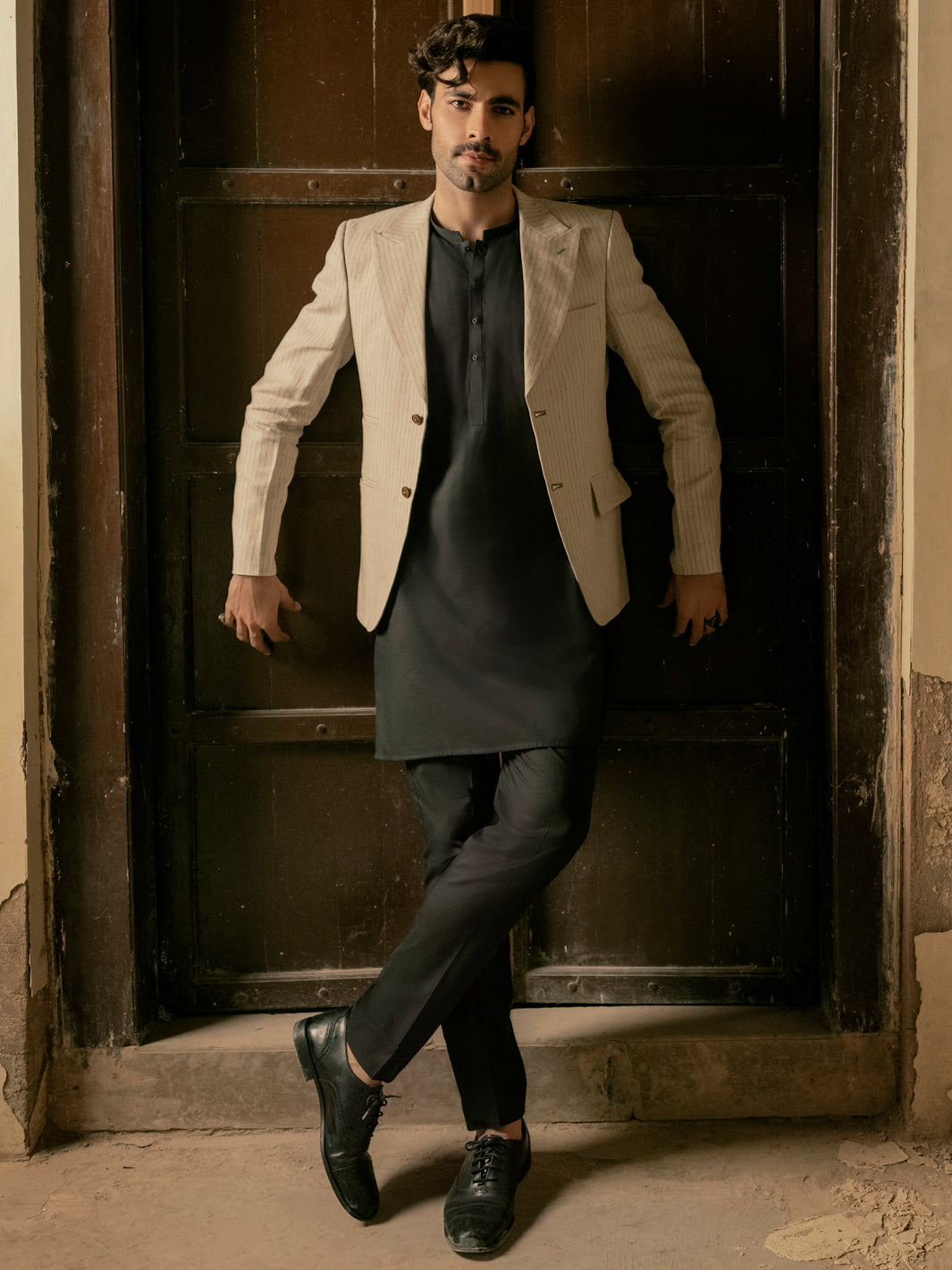 Linen Blazer Blazer With Shalwar Kameez Fahad Mustafa Signatured