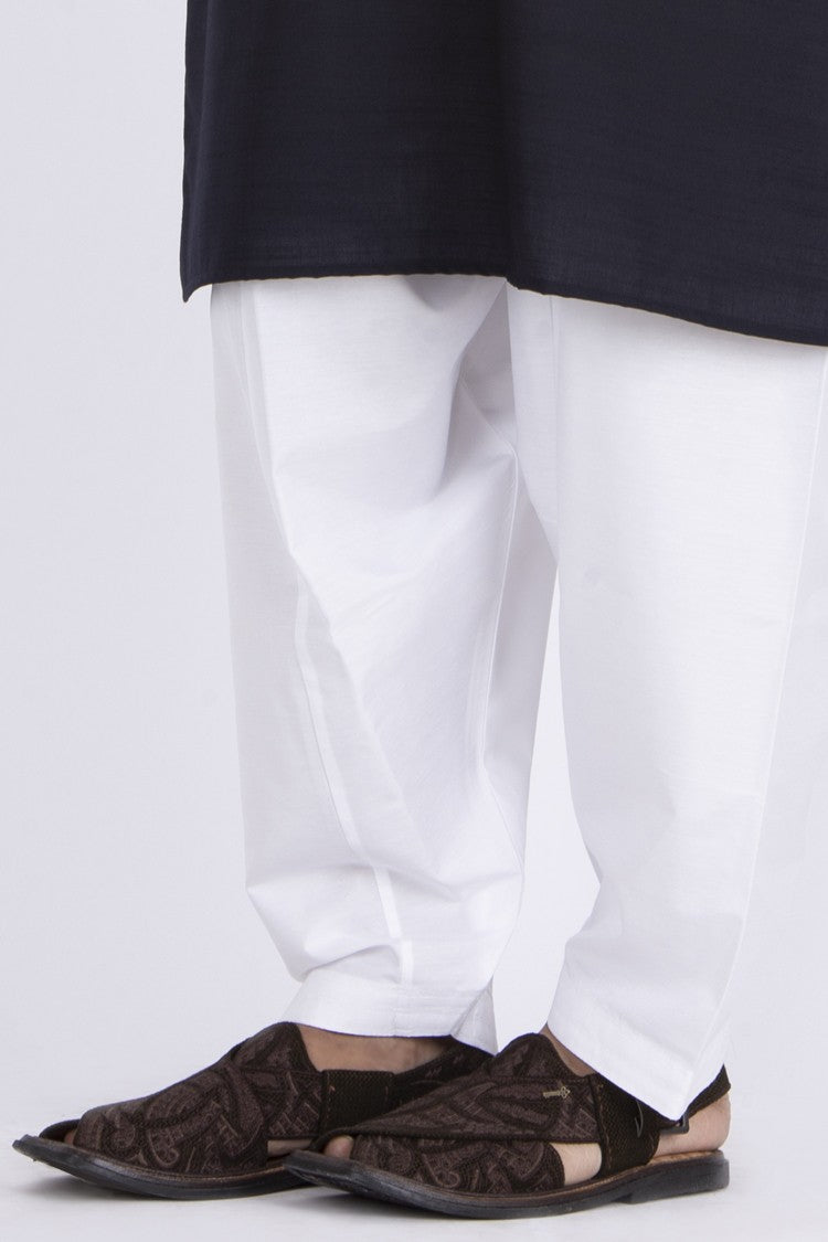 White Cotton Silk Shalwar - AL-MS-CS-012