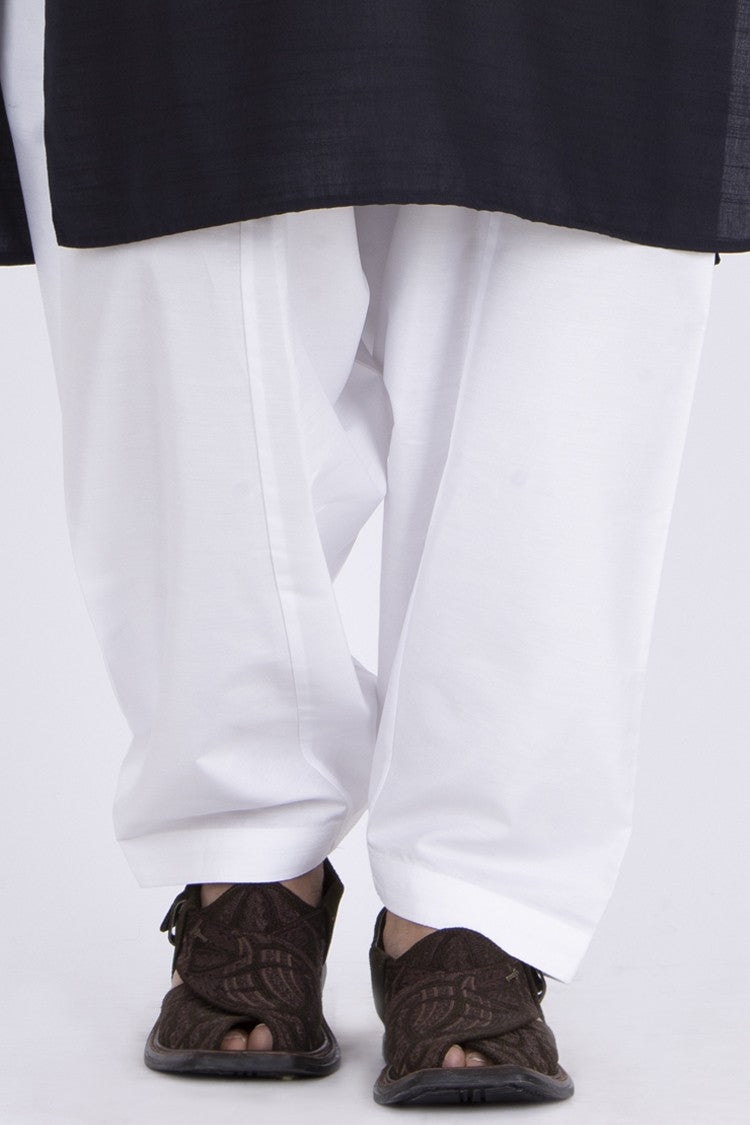 White Cotton Silk Shalwar - AL-MS-CS-012