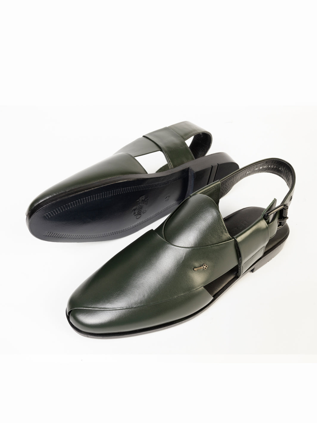 Green Leather Peshawari Chappal - AL-MFW-HC-154