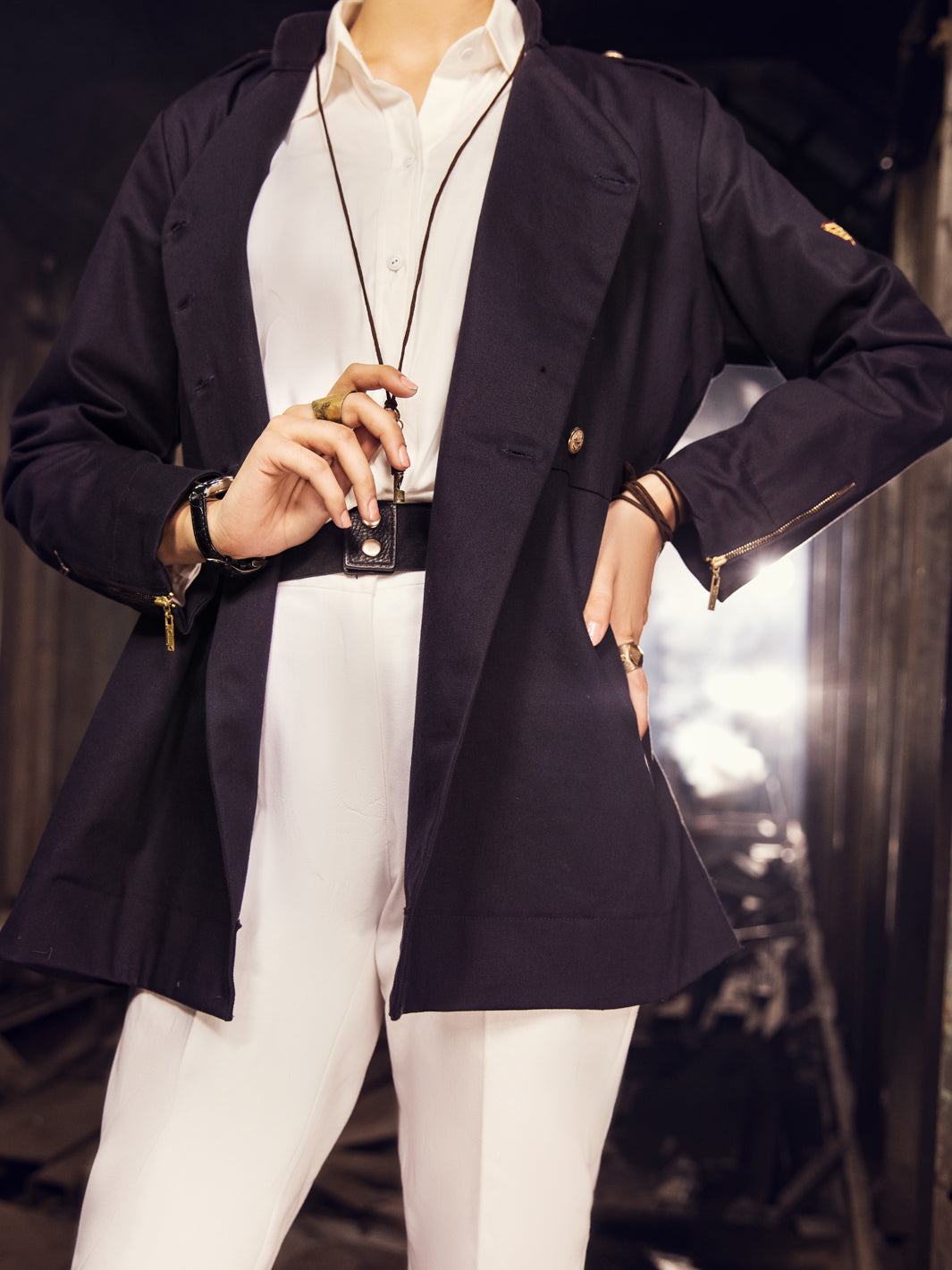 Navy Blue Twill Cotton Jacket - AWP-JT-381