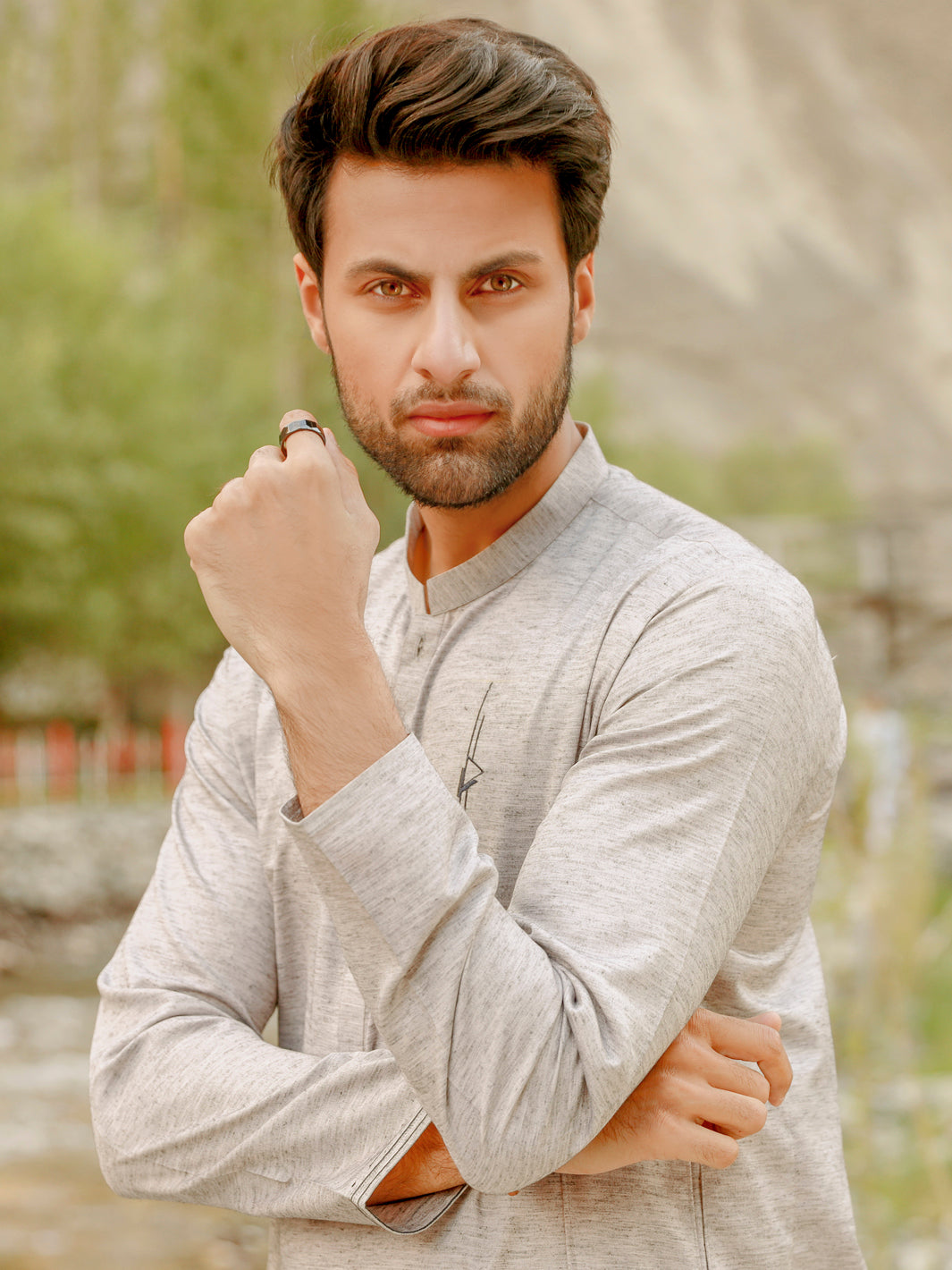 Grey Blended Kurta - AL-K-1034