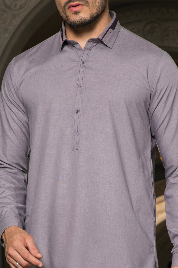 Purple Blended Kameez Shalwar - AL-KS-2349