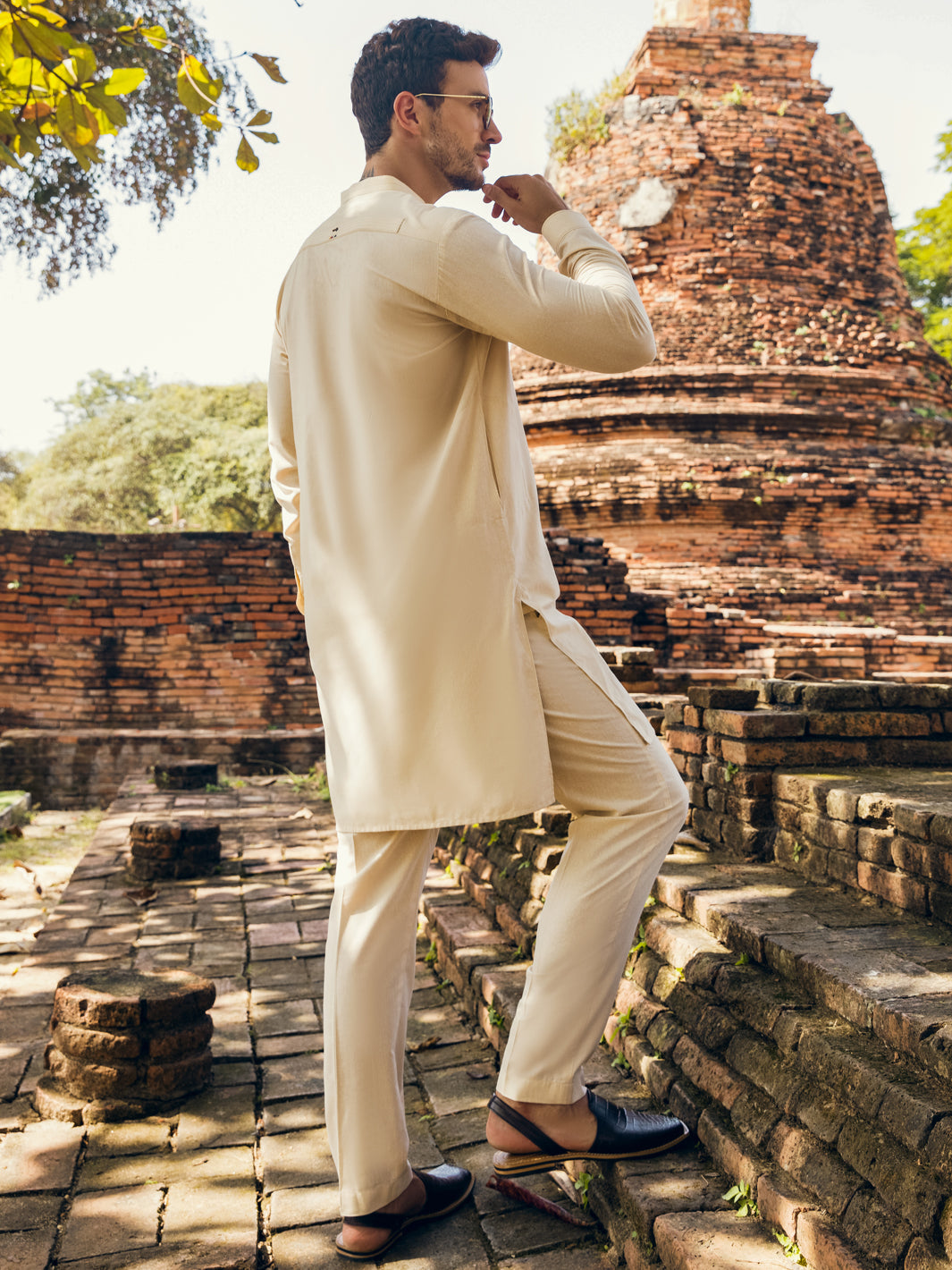 Cream Blended Kurta Trouser - AL-KT-2904