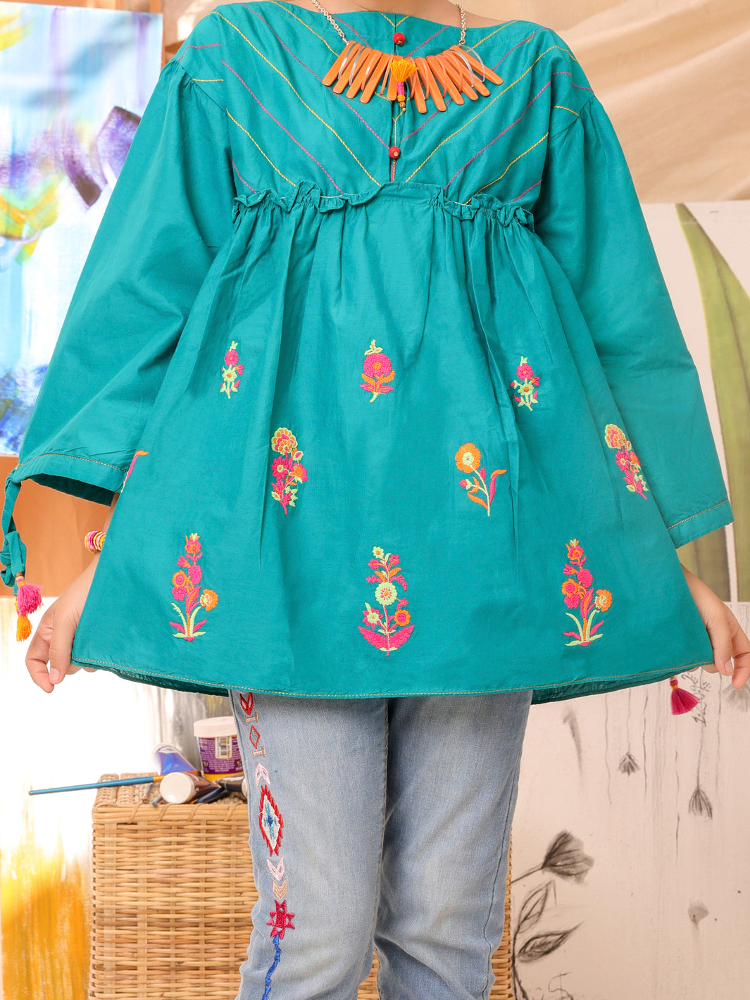 Teal Cambric Kurti - ALT-LK-1006