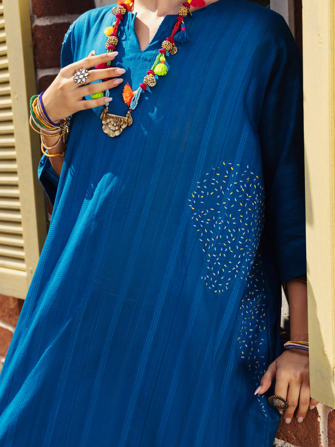 Blue Jacquard Tunic - AL-LK-875