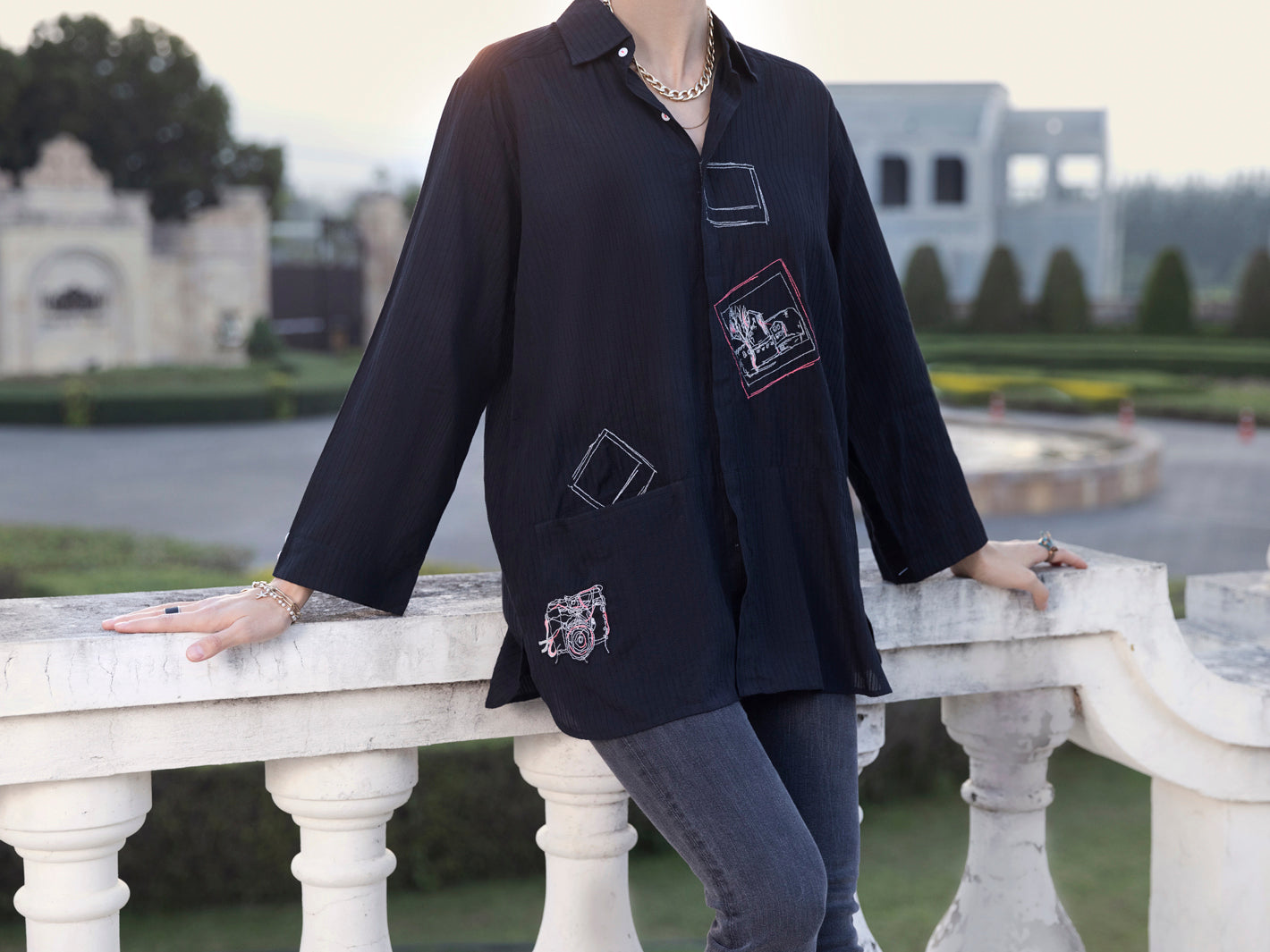 Black Dobby Tunic - AL-LK-884