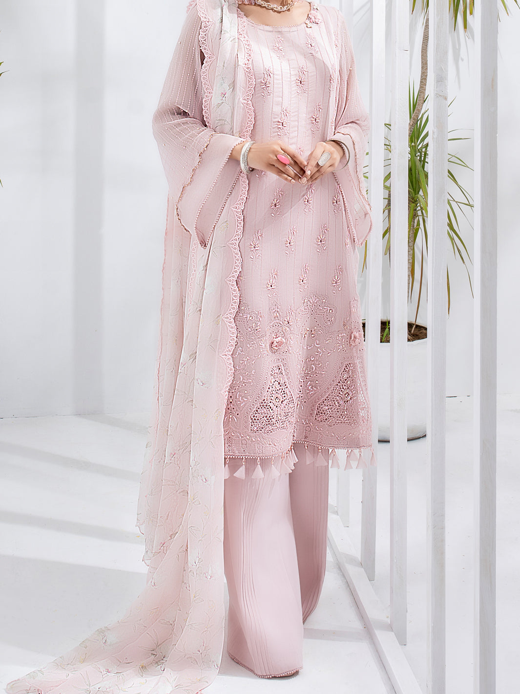 Light Pink Bemberg Chiffon 3Pc Formal Unstitched - AL-3PS-LS-UN-311