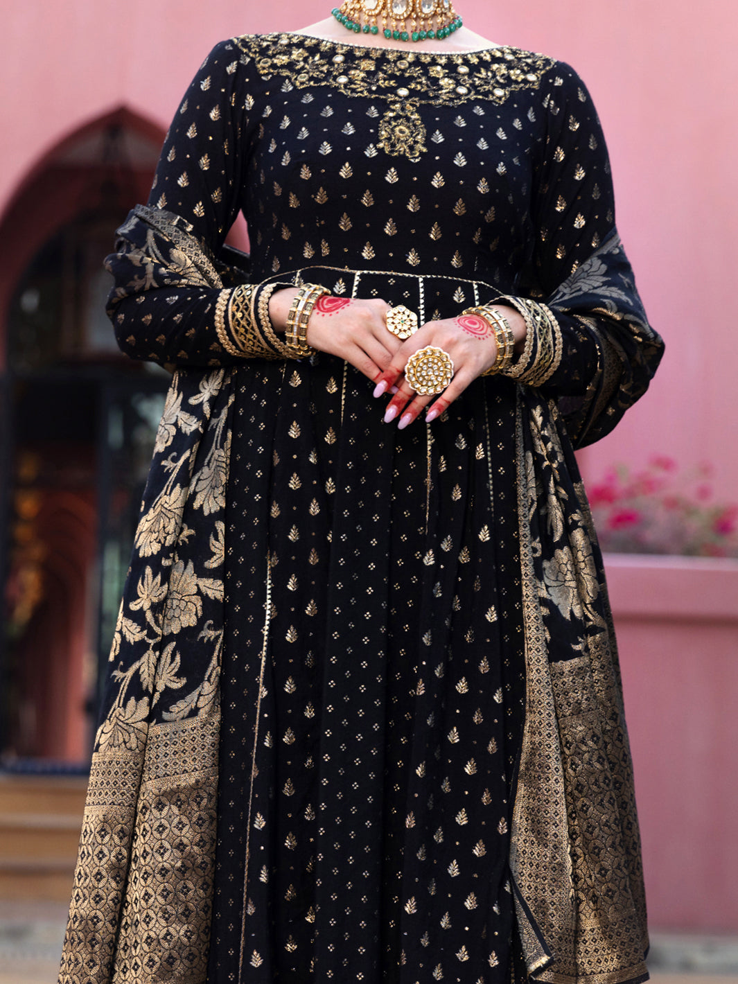 Black Golden Booti 3Pc Formal Stitched - AL-3PS-LS-404
