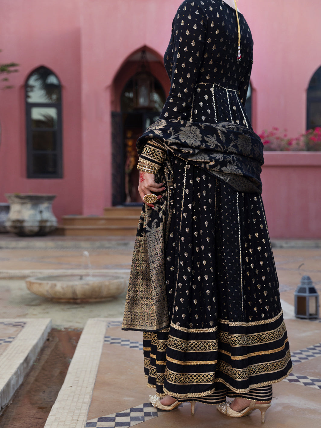 Black Golden Booti 3Pc Formal Stitched - AL-3PS-LS-404