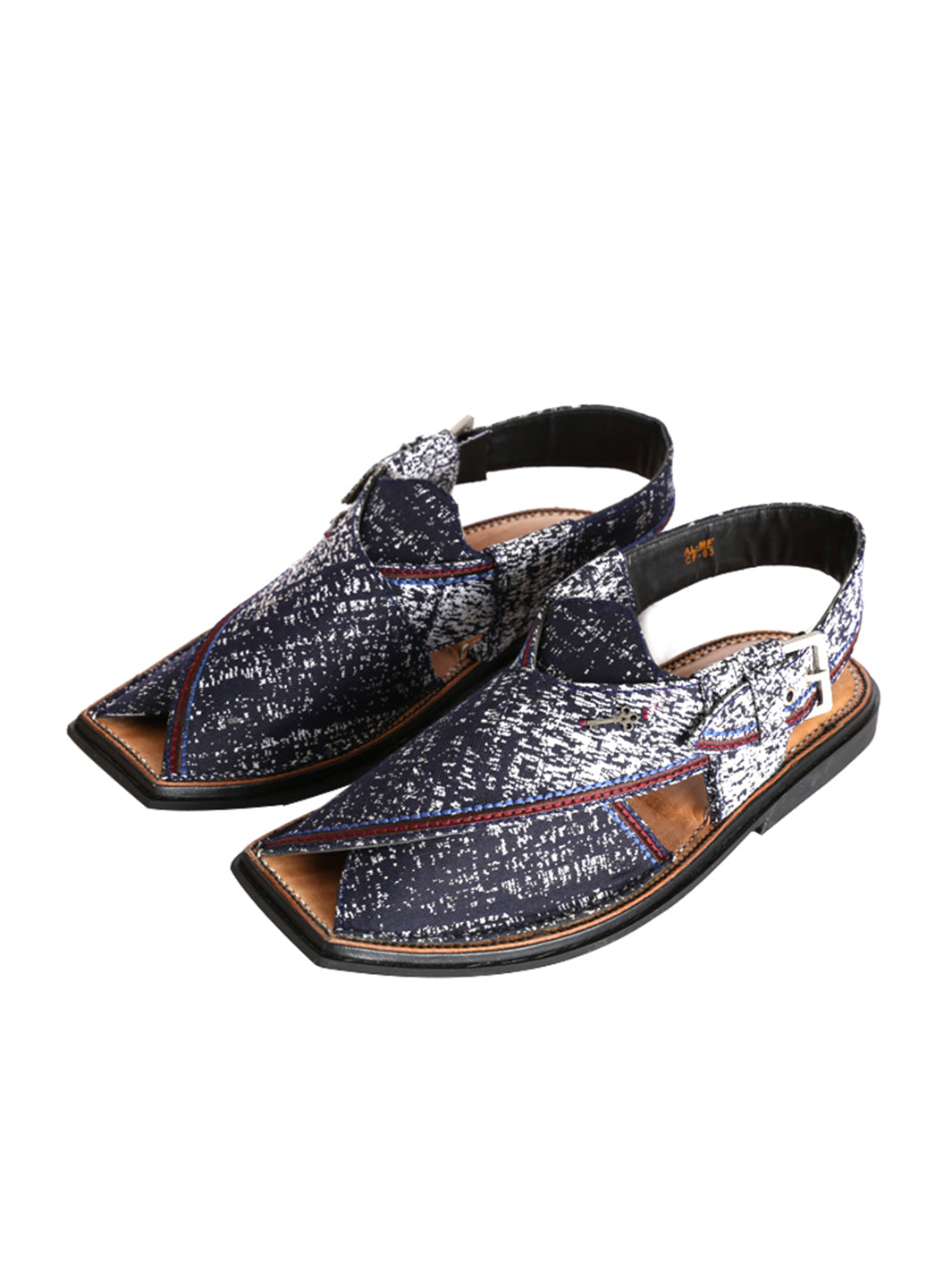 Blue & White Peshawari Chappal - MFW-FB-039