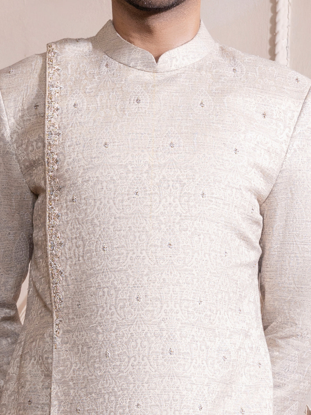 Silver Blended Men Sherwani - AL-SW-123
