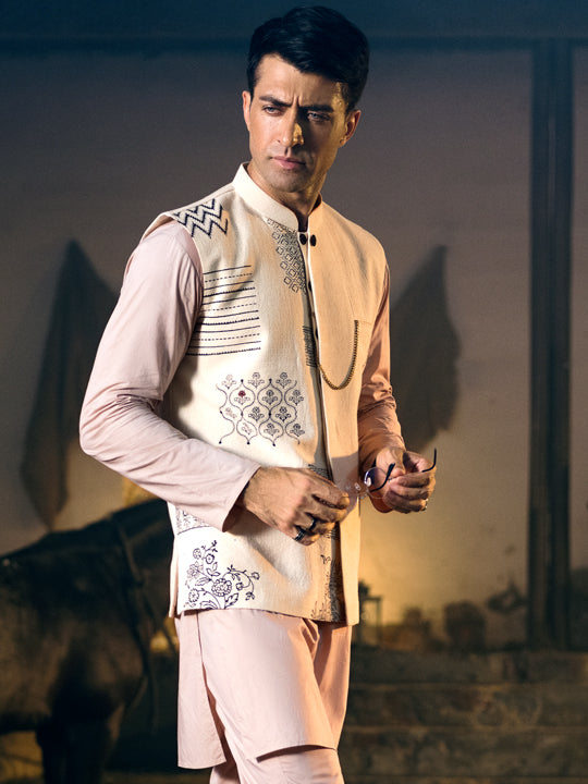Off White Blended Waistcoat - AL-WC-415