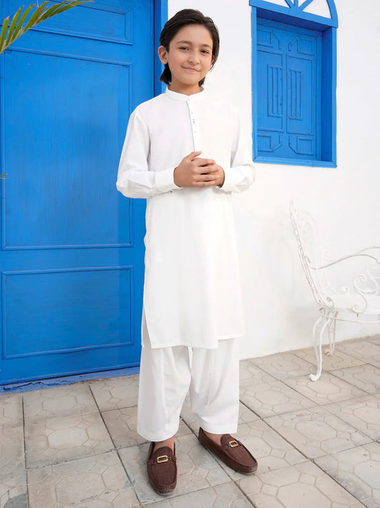 White Blended Kameez Shalwar - ALTET-KS-001-R2