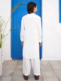 White Blended Kameez Shalwar - ALTET-KS-001-R1