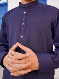 Midnight Blue Blended Kameez Shalwar - ALTET-KS-003-R2