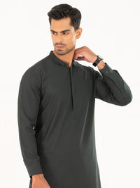 Dark Green Plain Kameez Shalwar - AL-KS-3315