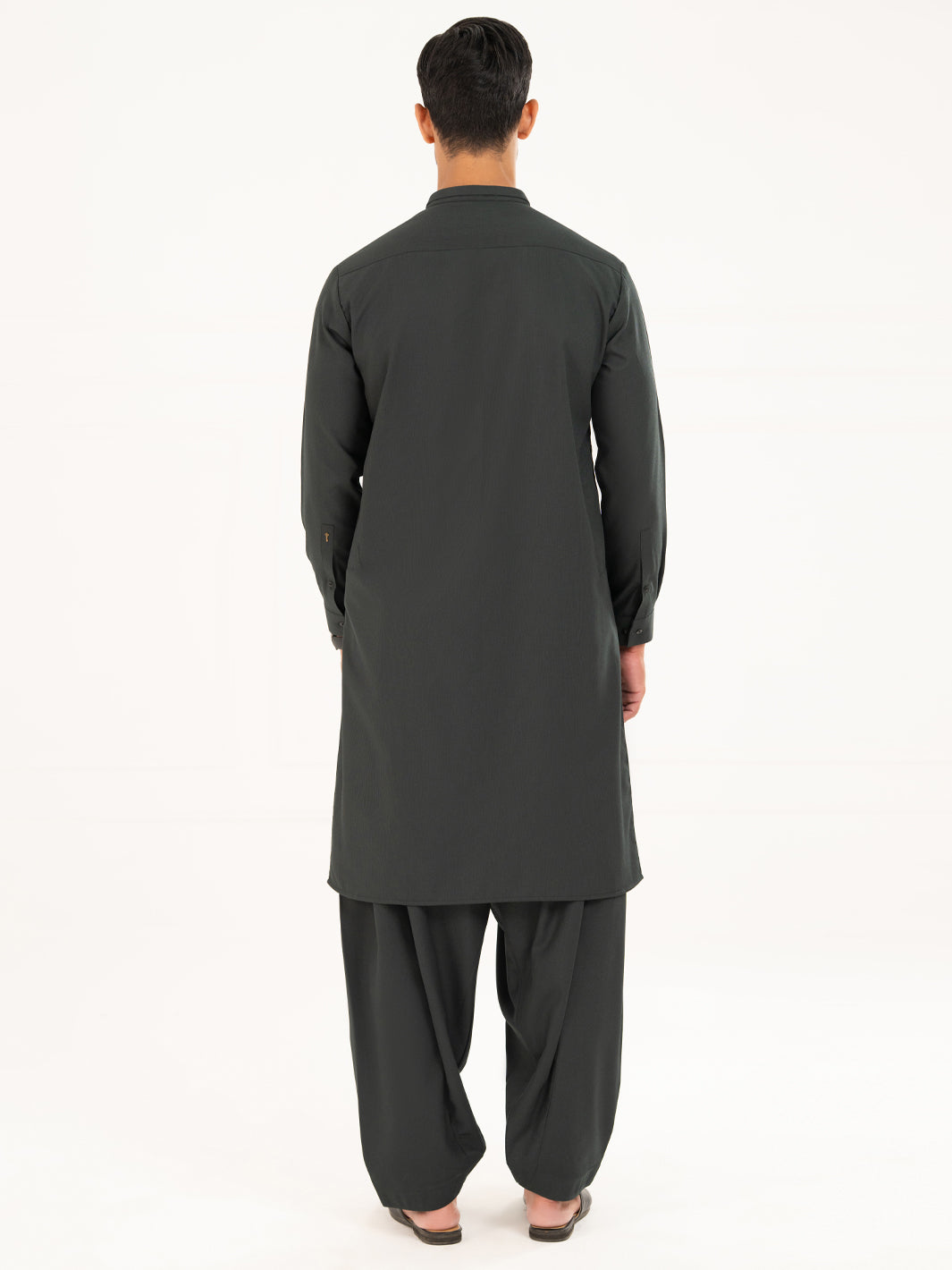Dark Green Plain Kameez Shalwar - AL-KS-3315