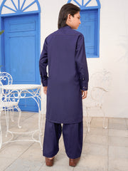 Midnight Blue Blended Kameez Shalwar - ALTET-KS-003