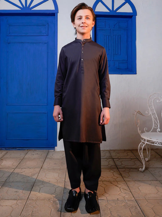 Black Blended Kameez Shalwar - ALTET-KS-004-R1