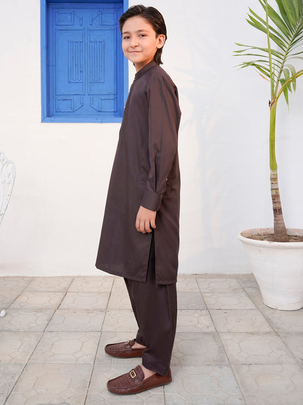 Brown Blended Kameez Shalwar - ALTET-KS-005