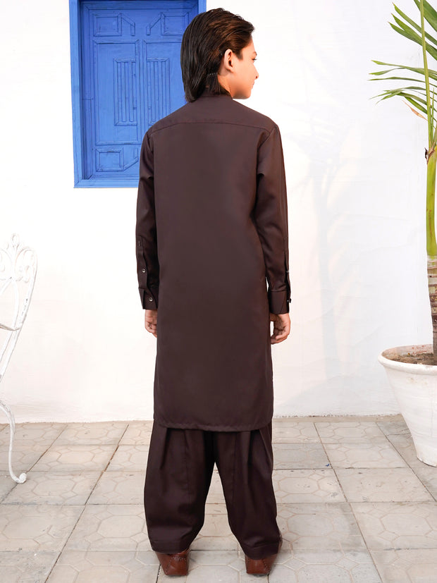 Brown Blended Kameez Shalwar - ALTET-KS-005