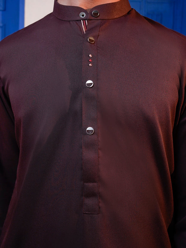 Dark Brown Blended Kurta - ALT-K-053